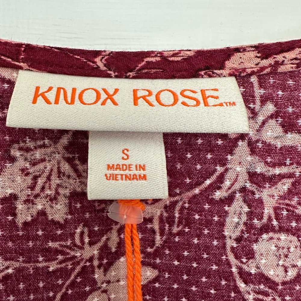 Knox Rose Burgundy Floral Midi Dress Boho Long Sleeve Surplice Neckline Size S - Picture 11 of 15